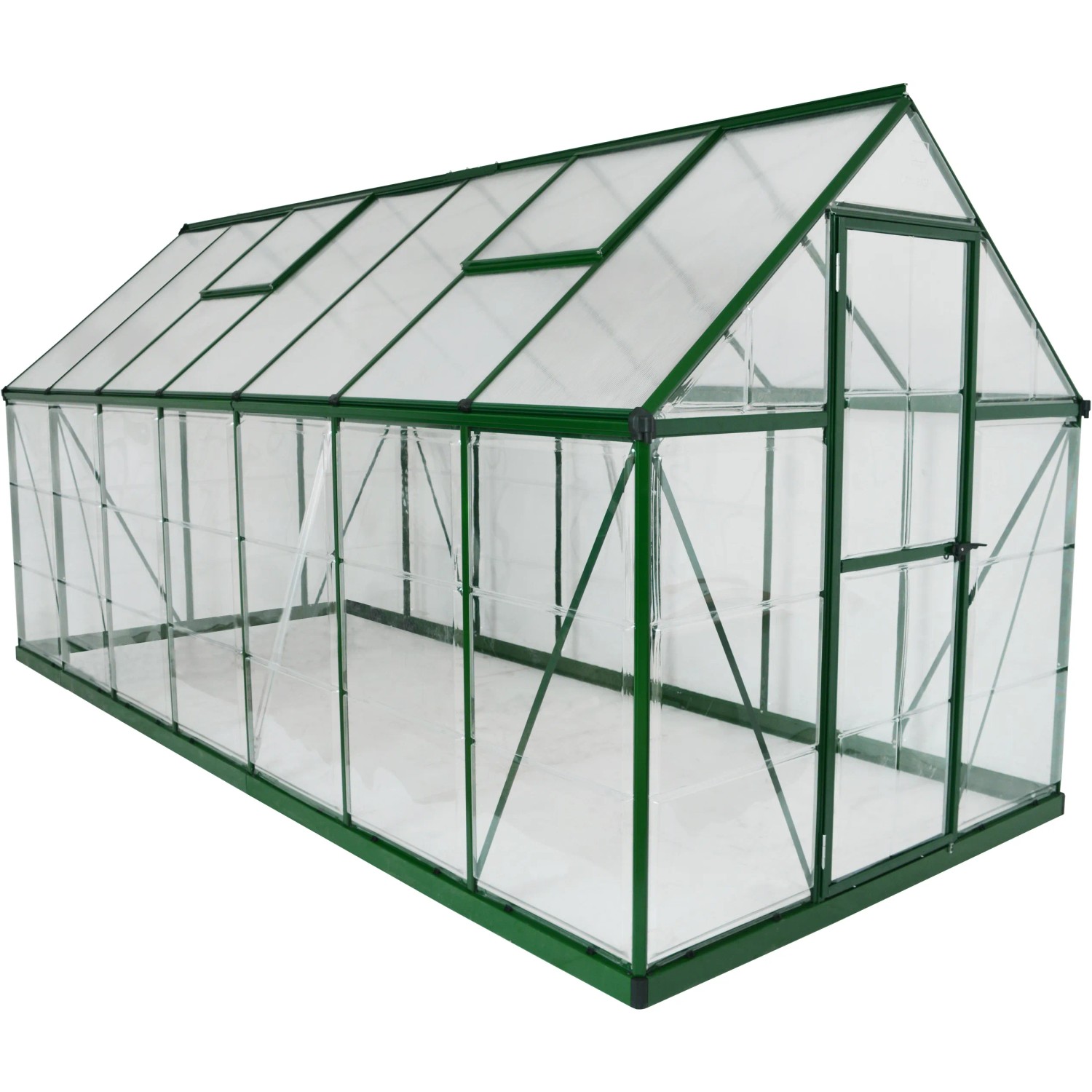 Palram Canopia Hybrid Gewächshaus, 4.3x1.9 m, grüne Rahmen, klare Wände. Ideal für Garten.