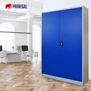 PROREGAL Flügeltürenschrank ELEPHANT Komplett Montiert Mit 2 Türen Abschließbar HxBxT 180x120x40cm 4 Ebenen Stahl Pulverbeschichtet Blau/Lichtgrau