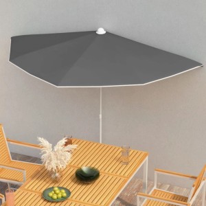 Anthrazitfarbener vidaXL Halb-Sonnenschirm aus Polyester und Stahl, ideal für Balkon und Terrasse.