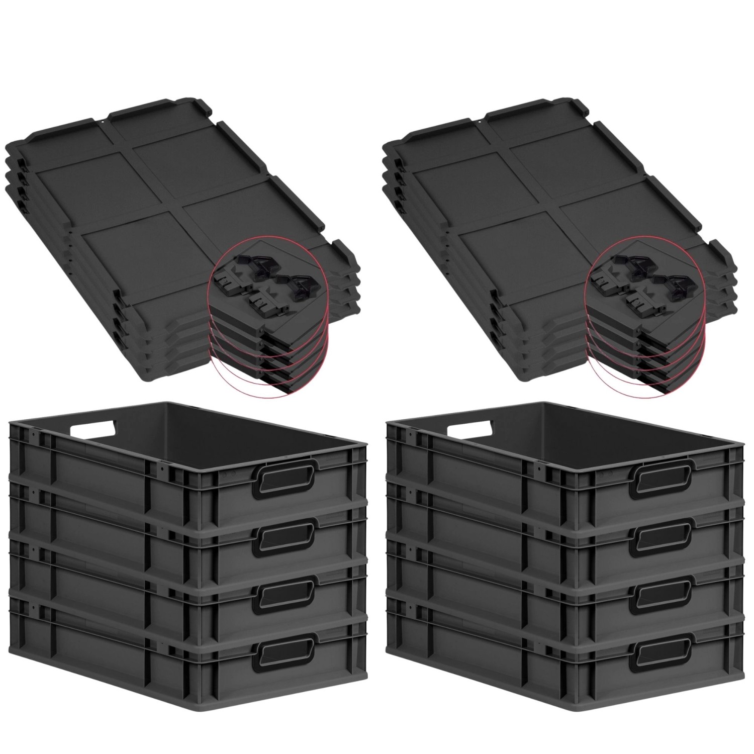 PROREGAL SuperSparSet 8x Eurobox Nextgen Color Mit Scharnierdeckel HxBxT 12 günstig online kaufen