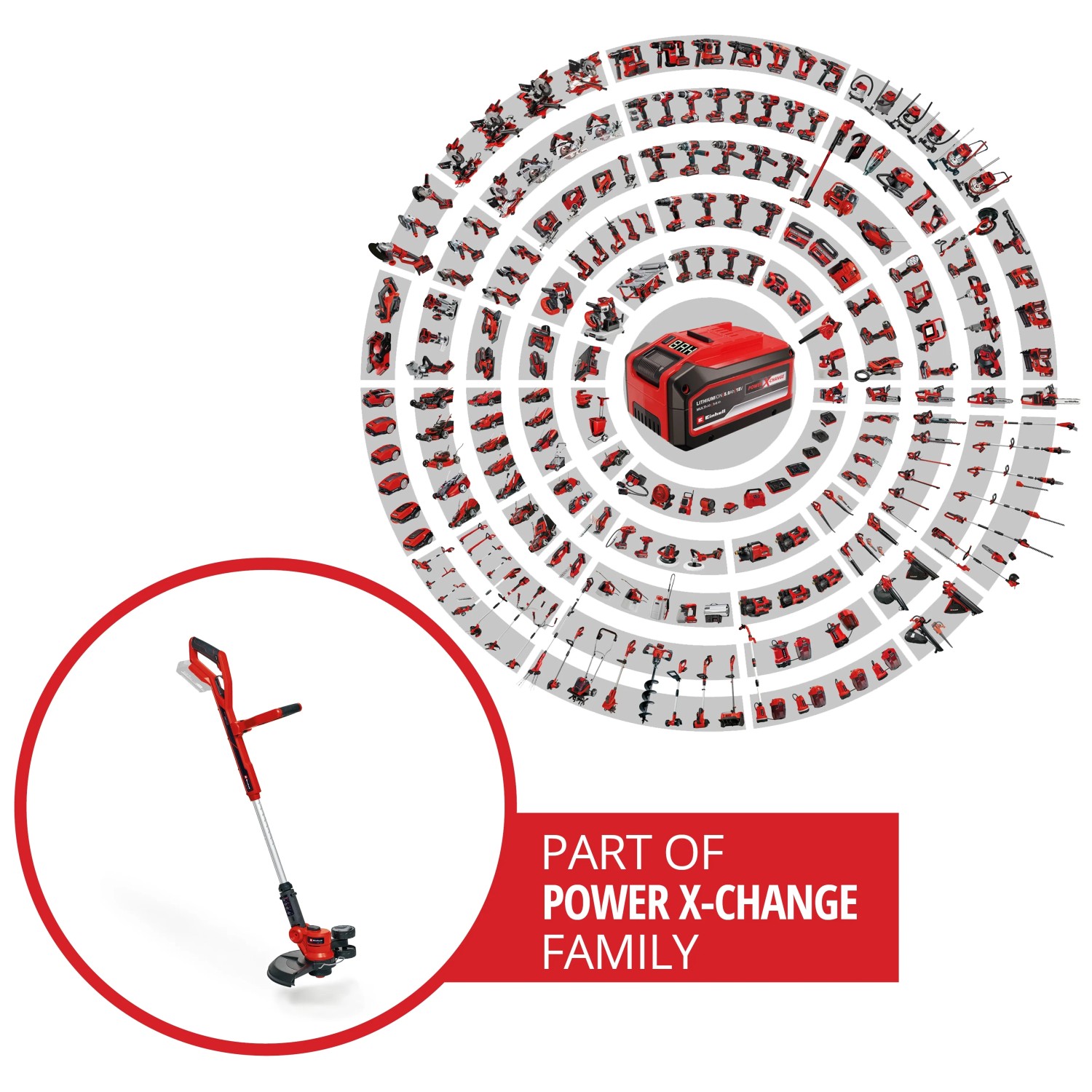 Einhell Akku-Rasentrimmer GE-CT 18/30 Li-Solo, Teil der Power X-Change Familie.