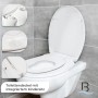 Weißer Bath4U WC-Sitz mit integriertem Kindersitz und Absenkautomatik auf einer Toilette.