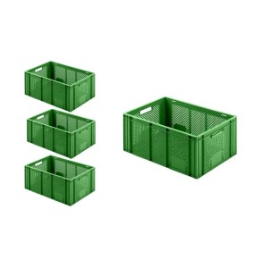 SuperSparSet: 4 grüne Eurobehälter/Obstkisten, 27,4x40x60cm, 54 Liter, ideal für Obst und Gemüse.