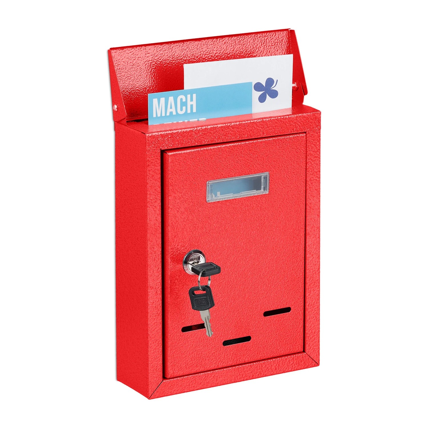 Relaxdays Briefkasten Eisen Rot Abschließbar Mit Namensschild 26,5 cm x 19 cm x 6,5 cm 0,7 kg