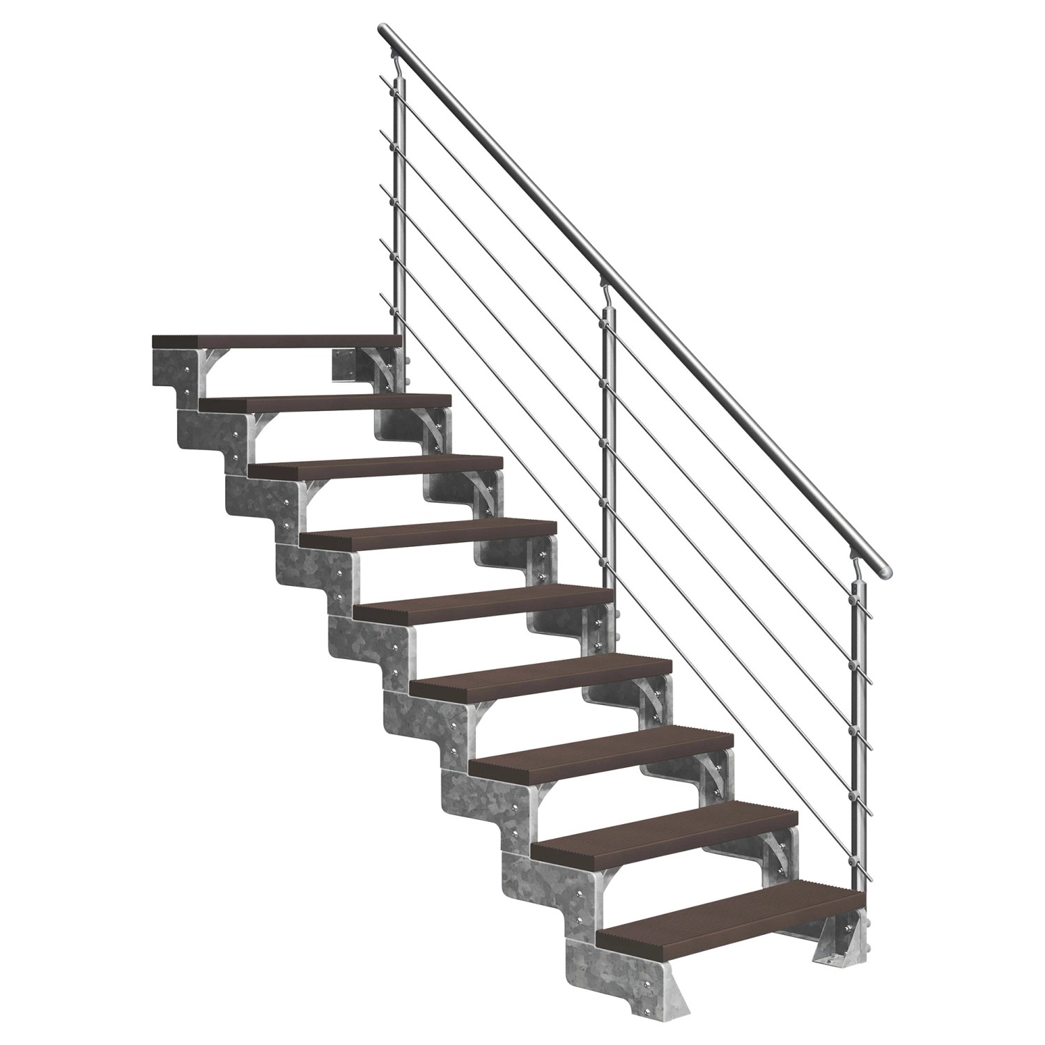 Dolle Außentreppe Gardentop 9 Trimax-Stufen 80 cm Dunkelbraun + Prova-Geländer