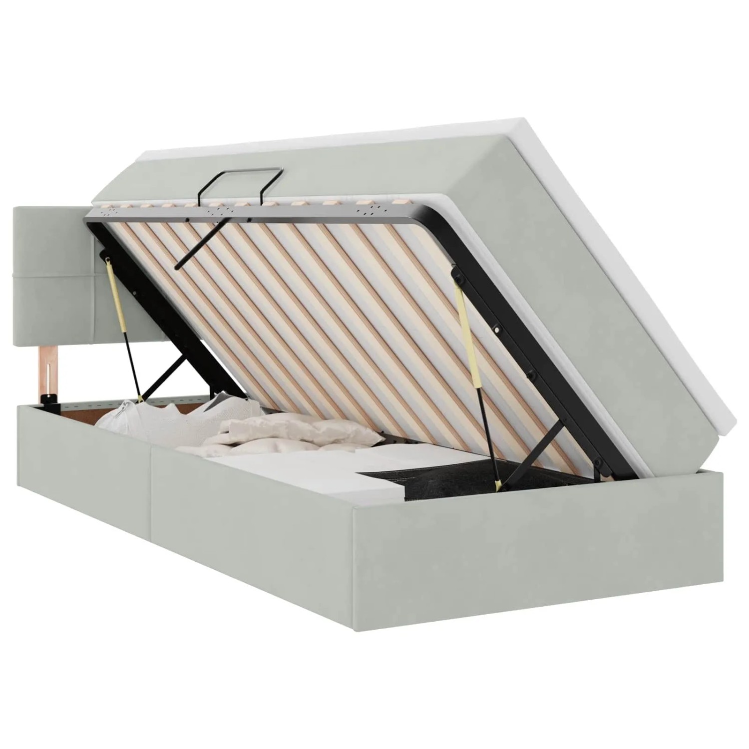 vidaXL Bett mit Stauraum und LED Hellgrau 90 x 190 cm Samt 3371361