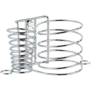 Wenko Milano Haartrockner- & Glätteisenhalter aus verchromtem Metall mit Kabelhaltern.