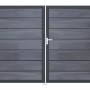 GroJa Grande Steckzaun Tor Premium, 2-flügelig, Steingrau. Gartentor mit Aluminiumrahmen und BPC-Füllung.