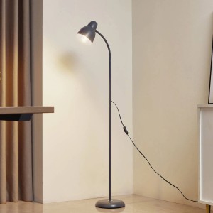 Lindby Stehlampe Tebbi aus Alu, 1-flammig, für Wohnzimmer. Design-Stehlampe in Grau.