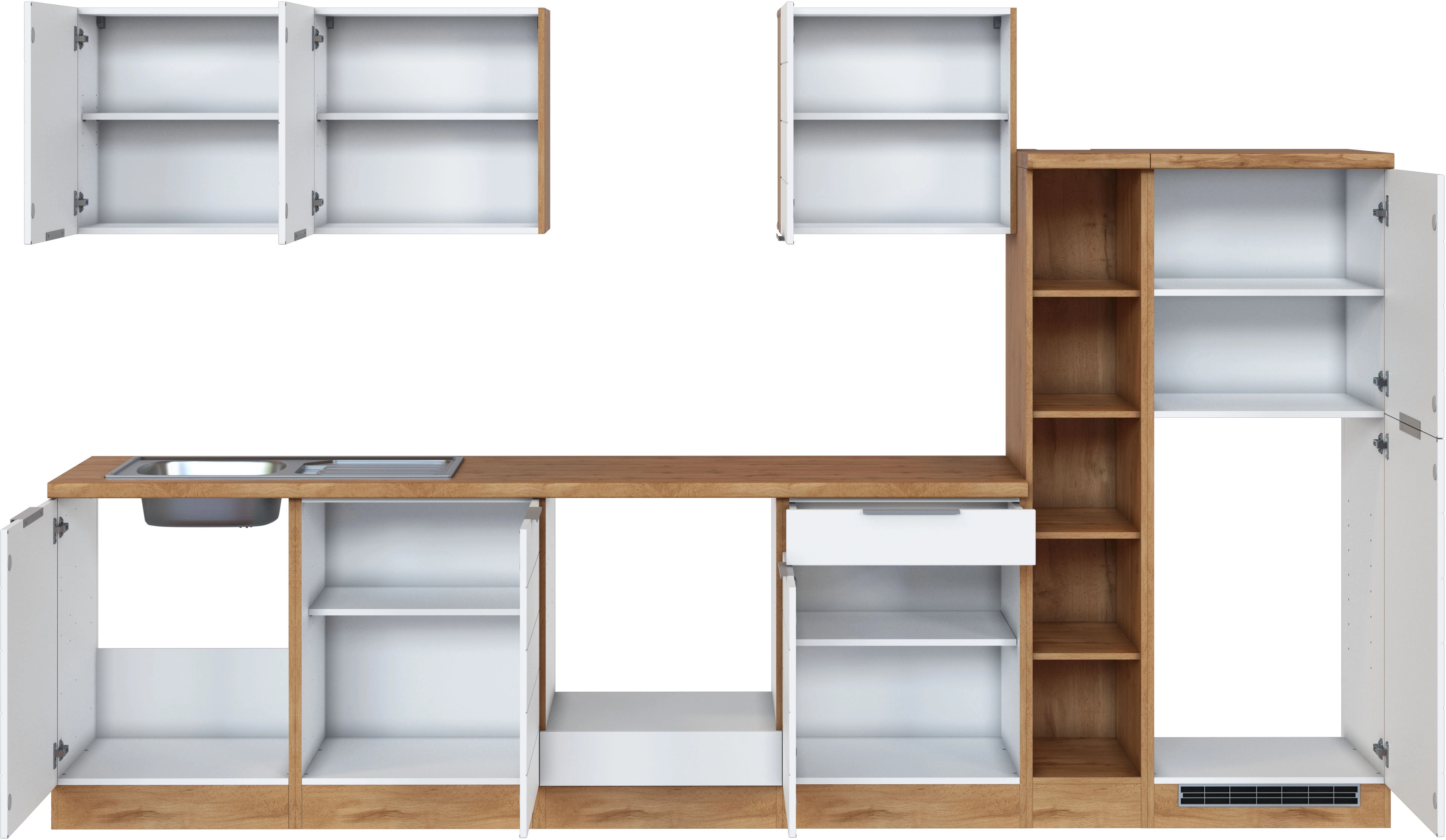 Held Möbel Küchenzeile 330 cm Matt E-Geräte bei OBI kaufen ohne Weiß-Wotaneiche