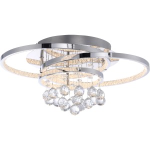 Moderne LED-Deckenleuchte Rotazo von Paul Neuhaus, Chrom, mit Kristallen, 45x33 cm.