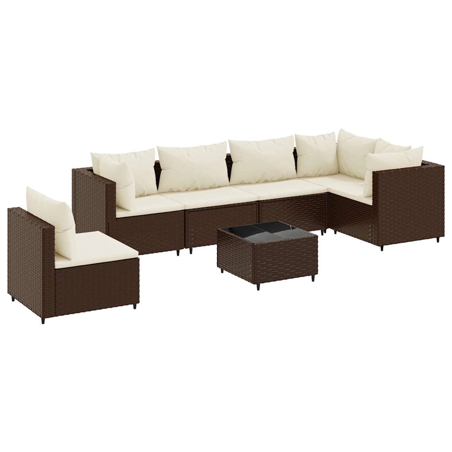 vidaXL 7-Tlg Garten-Lounge-Set mit Kissen Braun Poly Rattan 3308177