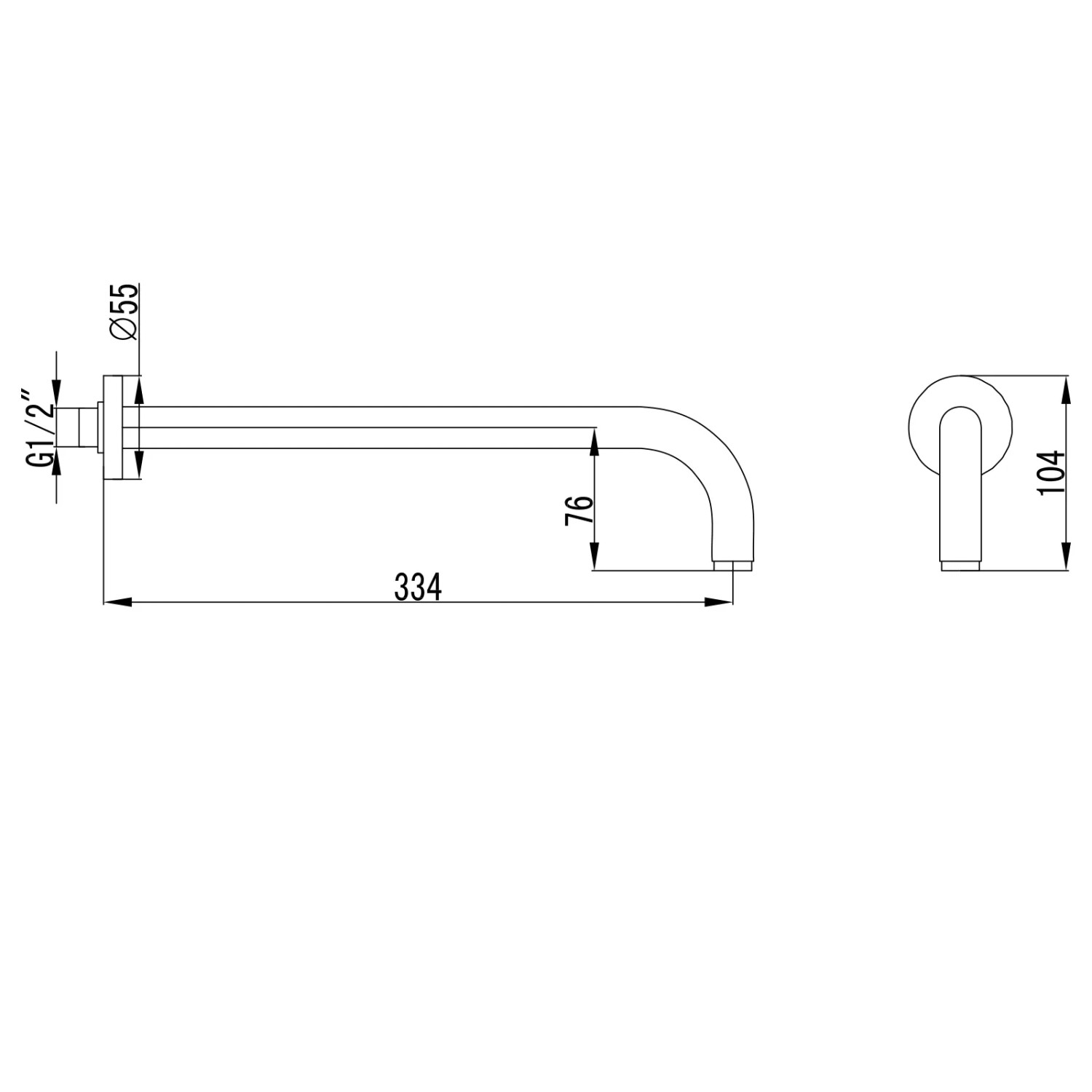 Technische Zeichnung Wanneneinlauf für PaulGurkes Duschsystem, Maße und Details.