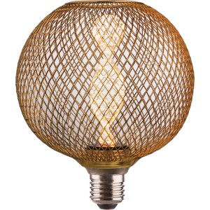 Goldene LED Dekoleuchte G125 mit E27 Fassung für stimmungsvolle Beleuchtung.