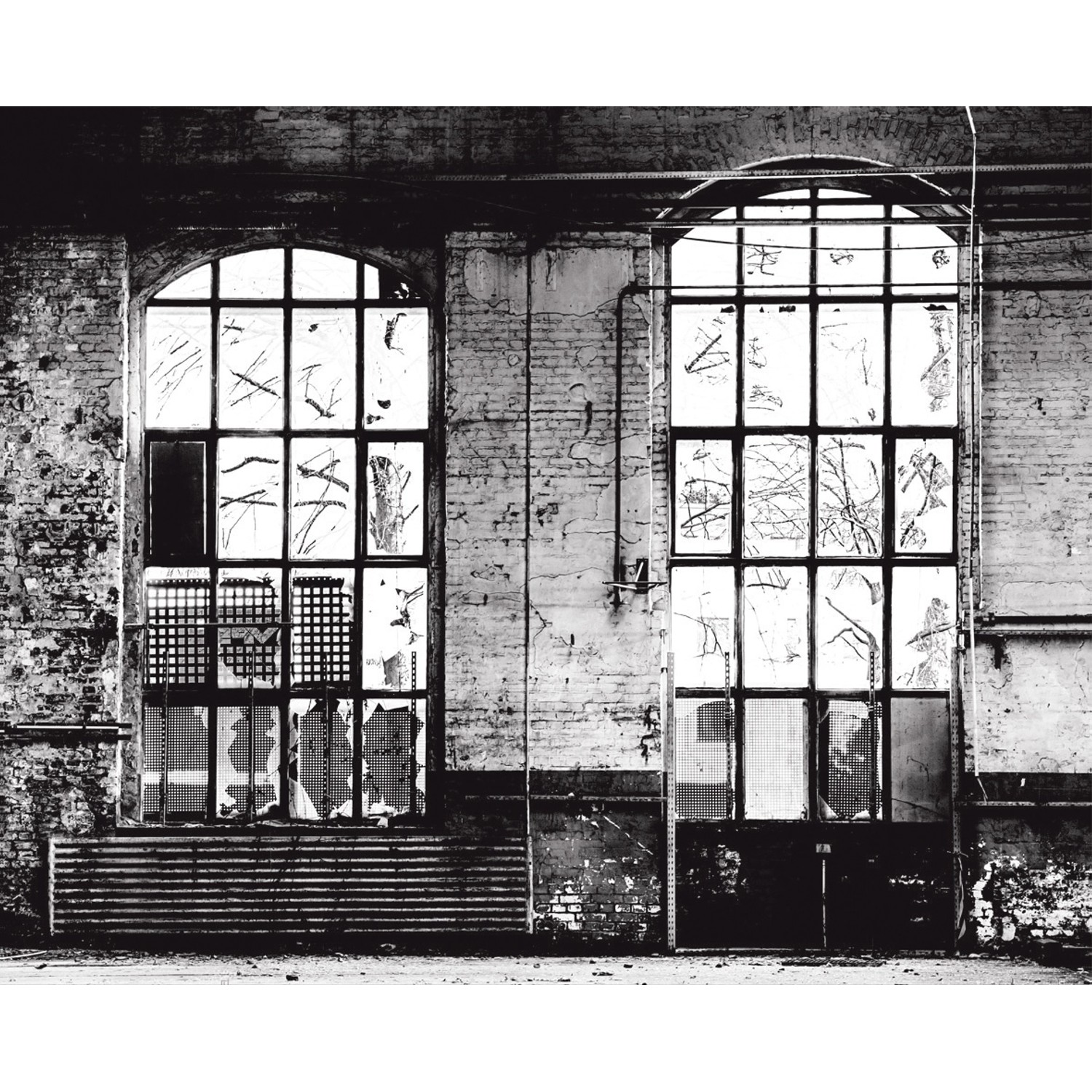 Rasch Digitaltapete Factory IV 940930 Fenster Grau 3 m x 3,72 m