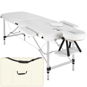 Tectake 2 Zonen Massageliege  Breite 60 cm  Polsterung 4 cm Inklusive Tragetasche  205 x 60 x 89 cm Weiß