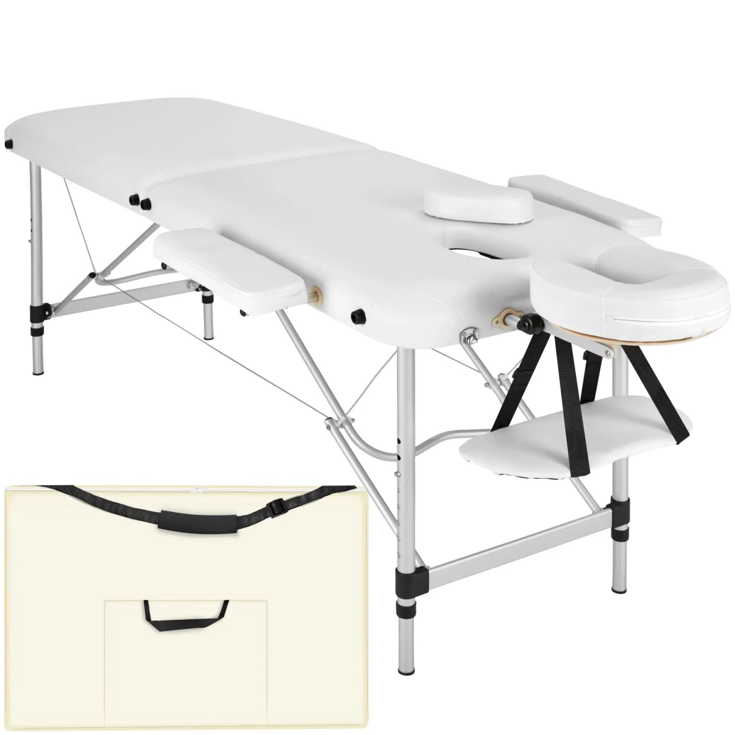Tectake 2 Zonen Massageliege  Breite 60 cm  Polsterung 4 cm Inklusive Tragetasche  205 x 60 x 89 cm Weiß