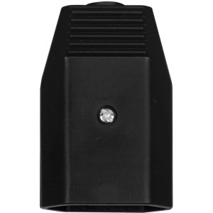 Schwarze Europa-Kupplung für Flachstecker mit Schraubanschluss.