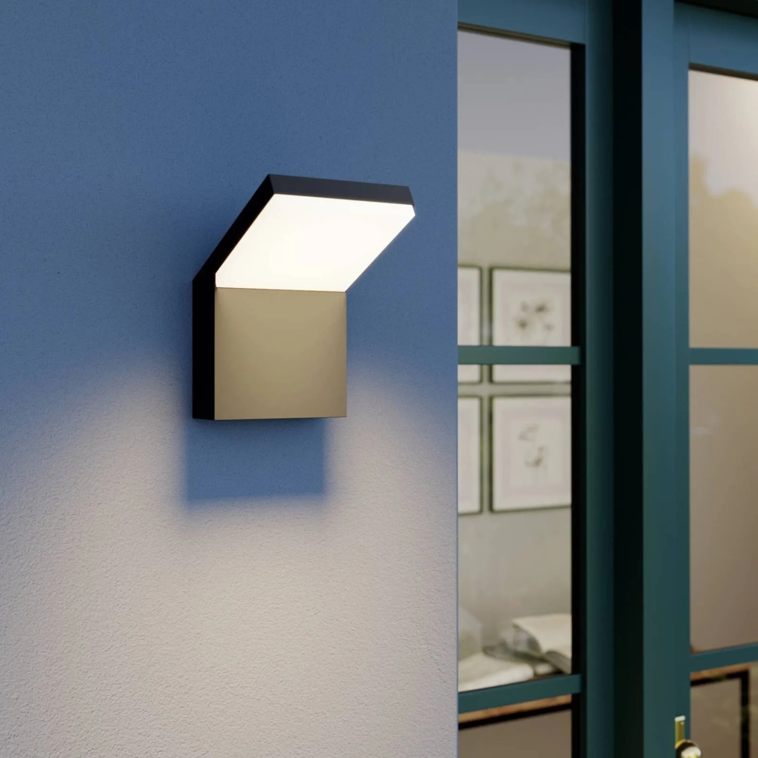 Moderne, schwarze Arcchio LED Außenwandleuchte Yolena aus Aluminium, 1-flammig.
