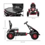 HOMCOM Gokart Kinderfahrzeug, schwarz-rot, mit verstellbarem Sitz und Gummireifen. Technische Ansicht mit Maßen.