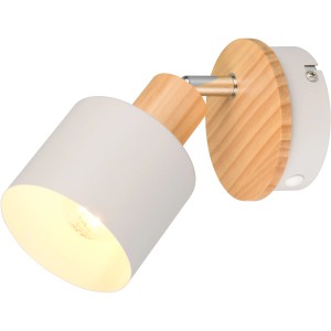 Trio Strahler Shanti in Warm-Grey mit Holzdetails, ein moderner Deckenspot für Wohnraum.