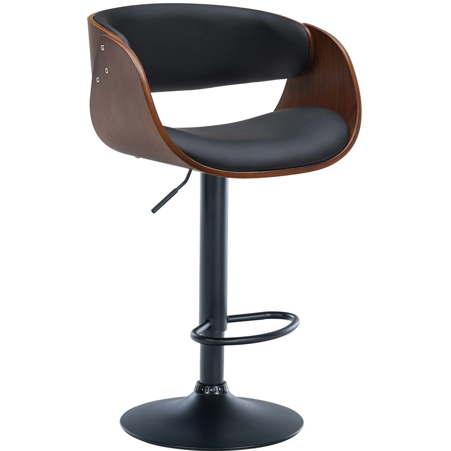 CLP Barhocker Portmore Kunstleder Walnuss/Schwarz/Schwarz