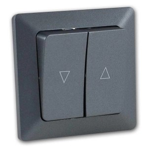 ChiliTec MILOS Jalousietaster in Anthrazit mit Rahmen für Unterputzmontage.