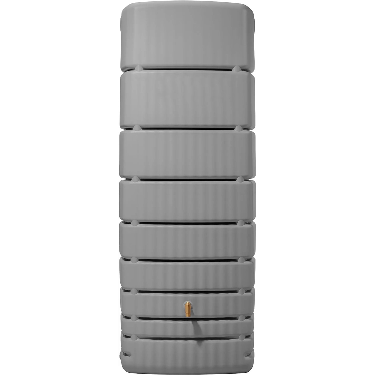 4rain Wandtank Slim, 650 Liter, Steingrau. Schlanke Regentonne mit Auslaufhahn für die Gartenbewässerung.