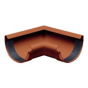 Inefa Rinnenwinkel 90 Grad Inneneck NW 125, braun, für die Verbindung von Dachrinnen.