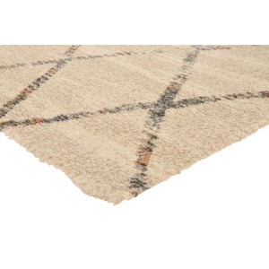 Cremefarbener Vercai Rugs City Hochflor Teppich mit Rautenmuster. Weicher Polyester Teppich 120x170 cm.
