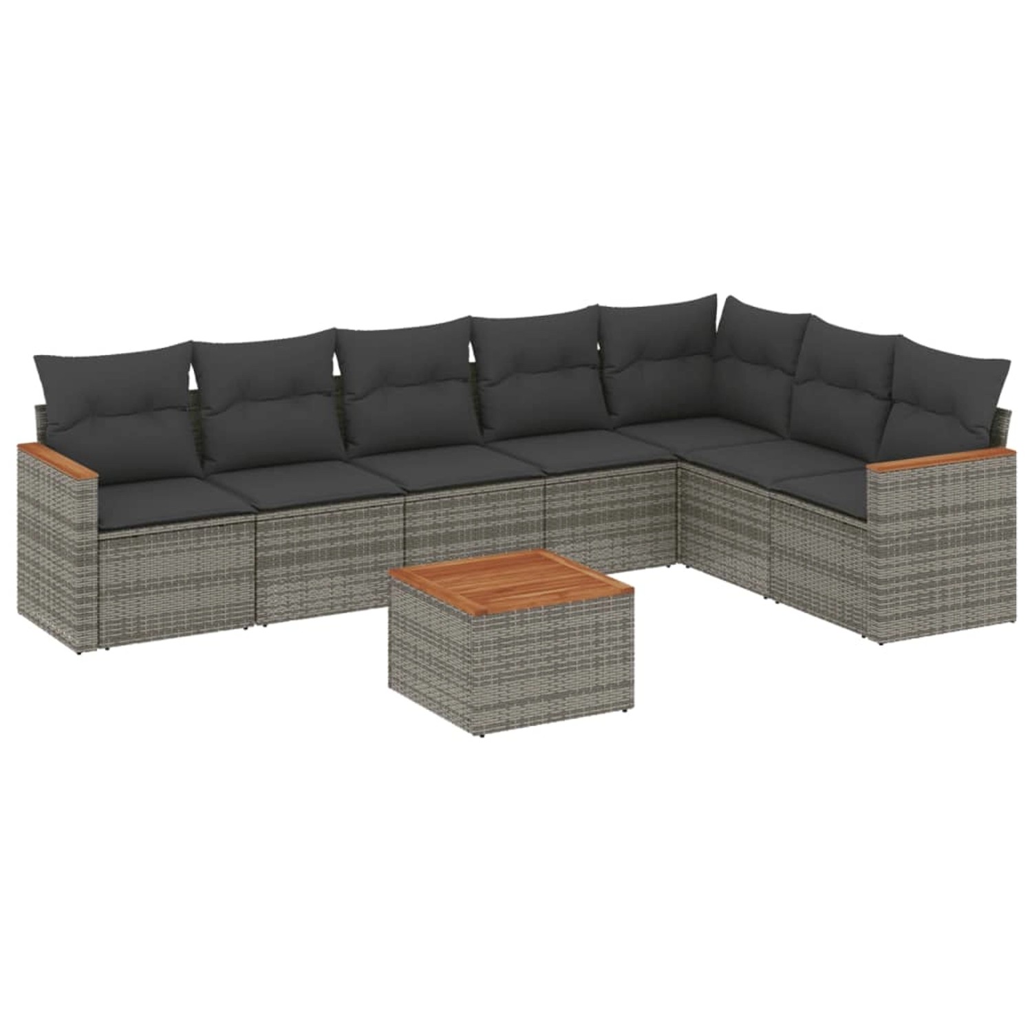 vidaXL 8-Tlg Garten-Sofagarnitur mit Kissen Grau Poly Rattan 3226039 günstig online kaufen