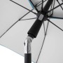 Detailaufnahme: Blauer Doppler Strandschirm Windprofi Neo 200 mit Windventil und Fiberglas-Streben.