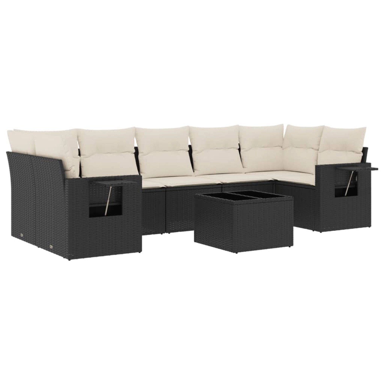vidaXL 8-Tlg Garten-Sofagarnitur mit Kissen Schwarz Poly Rattan 3219935 günstig online kaufen