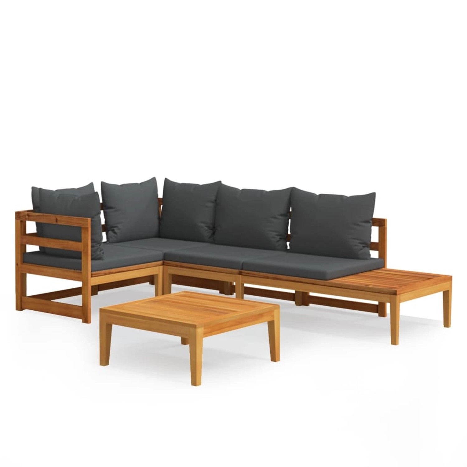 vidaXL 4-Tlg Garten-Lounge-Set mit Dunkelgrauen Kissen Akazienholz 3087277
