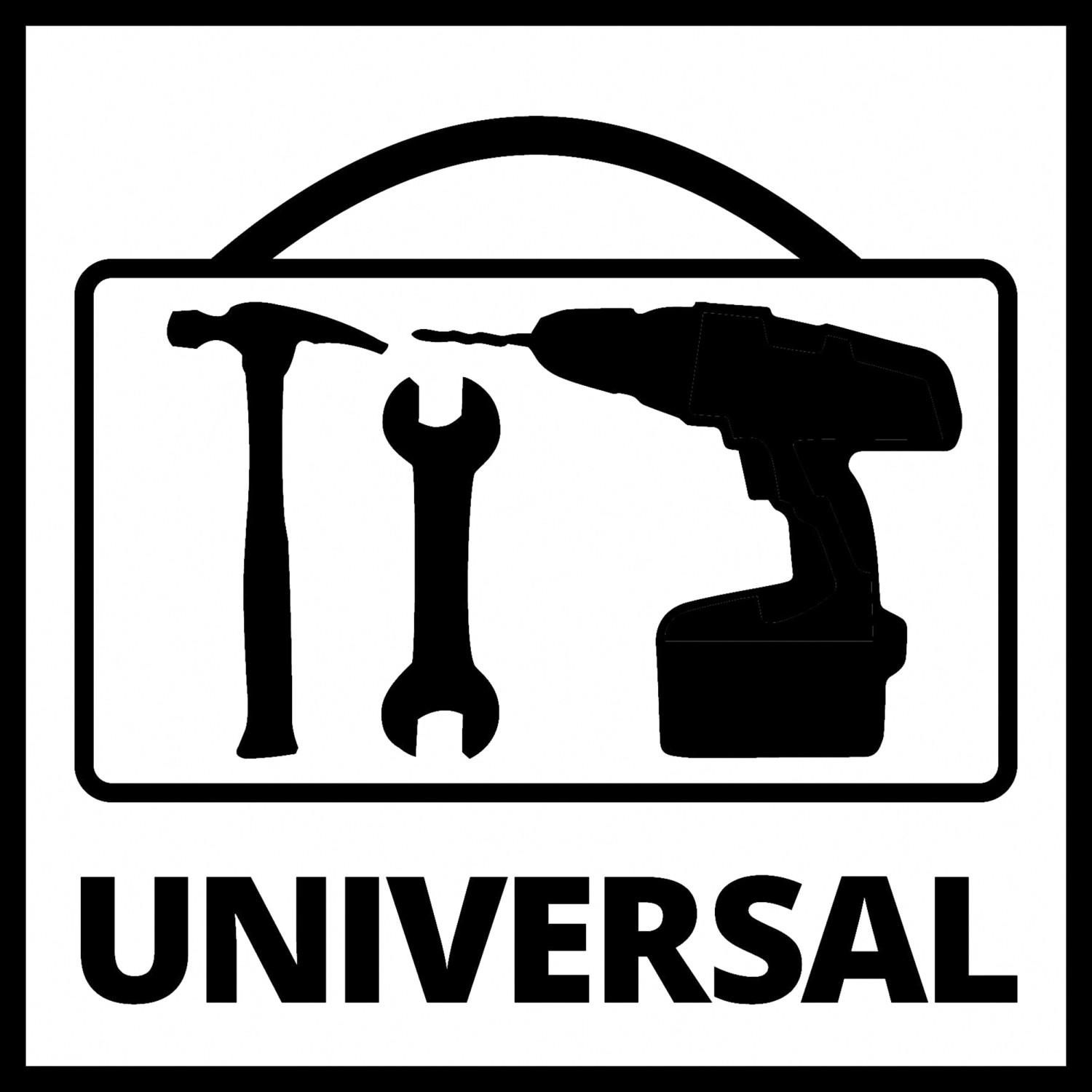 Symbolbild: Einhell E-Case Werkzeugkoffer Tasche mit Hammer, Schraubenschlüssel und Akkuschrauber.