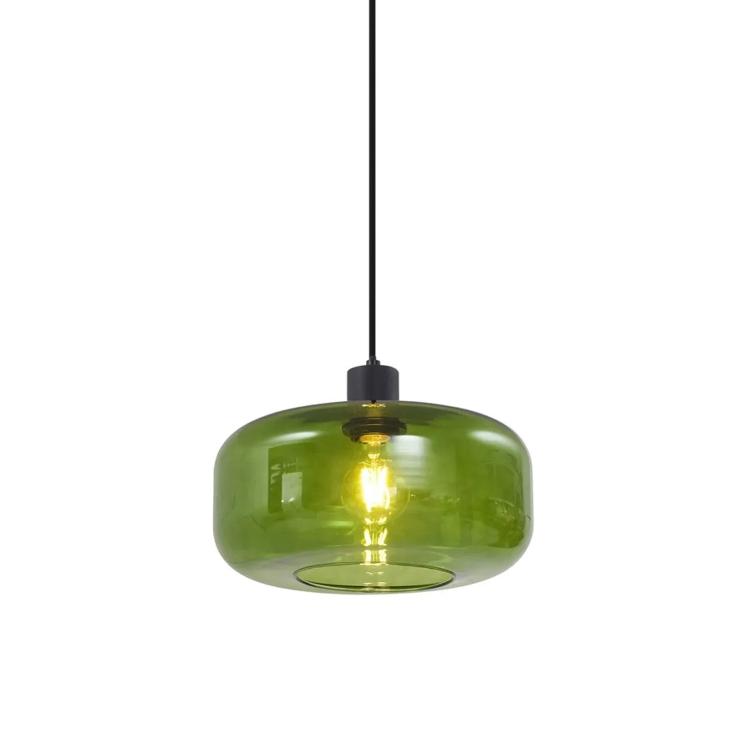 QAZQA Retro-Pendelleuchte Schwarz mit Grünglas Bizle