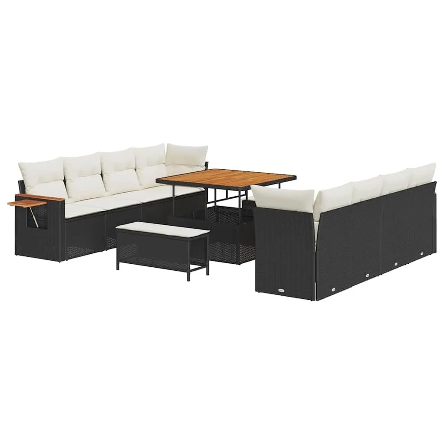 vidaXL Gartensofa-set mit Kissen 11-Tlg Schwarz und Creme 3363155