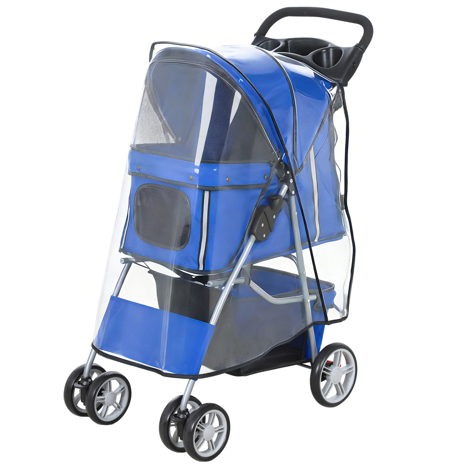 PawHut Hundewagen Stahl 77 x 44 x 102cm Blau
