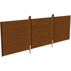 Skan Holz Rückwand Profilschalung, 550x200cm, Nussbaum, für Carport, mit Pfosten und Anker.