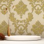 Barock Tapete Jacopo M1 No 2291, Vliestapete in Creme und Gold mit Barock Ornamenten.