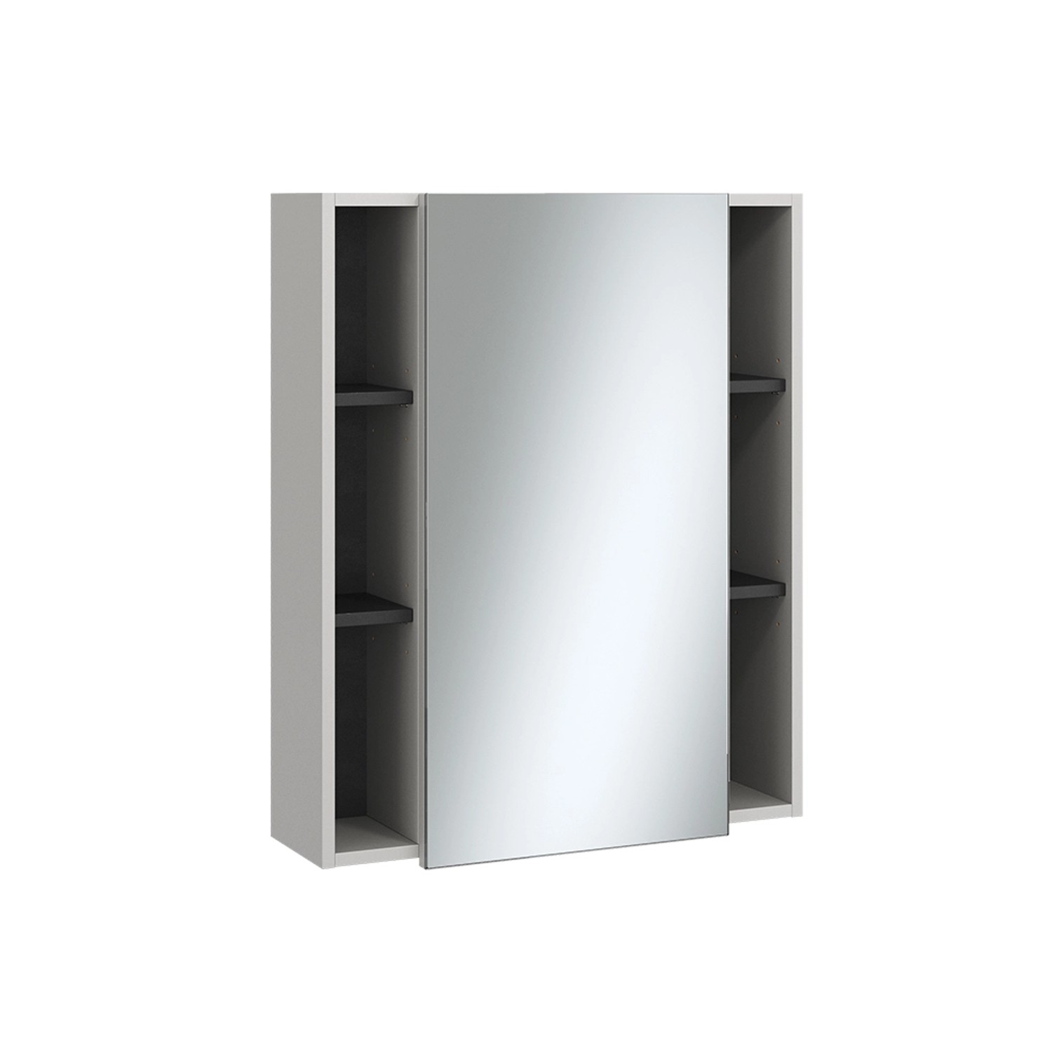 Vicco Badspiegelschrank Gerta Grau/Schwarz 65 x 80 cm mit Tür und Offenen Fächern