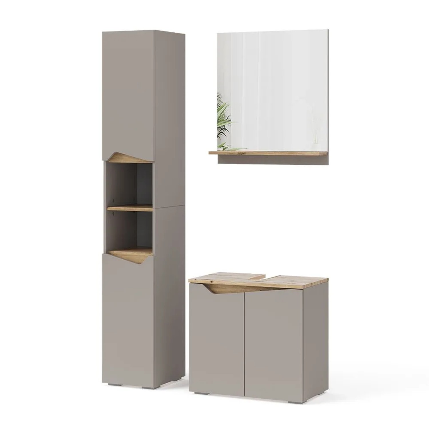 Vicco Badmöbel-Set Marelle Greige/Artisan-Eiche 60 x 58 3-teilig