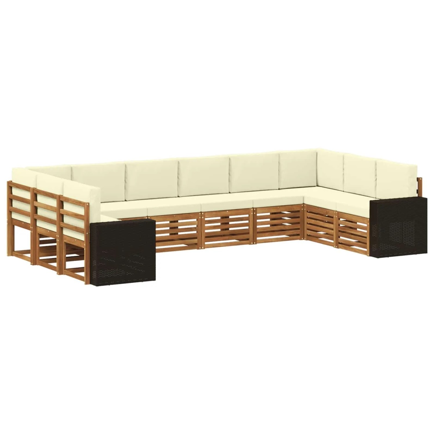 vidaXL Outdoor-Sofagarnitur 10 Stk Natur und Creme Polyester 3384901