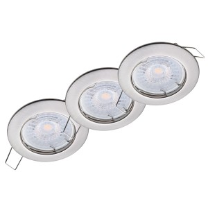 3er Set Einbaustrahler Sedan, dimmbar, Edelstahloptik. Deckenstrahler für Innenräume.