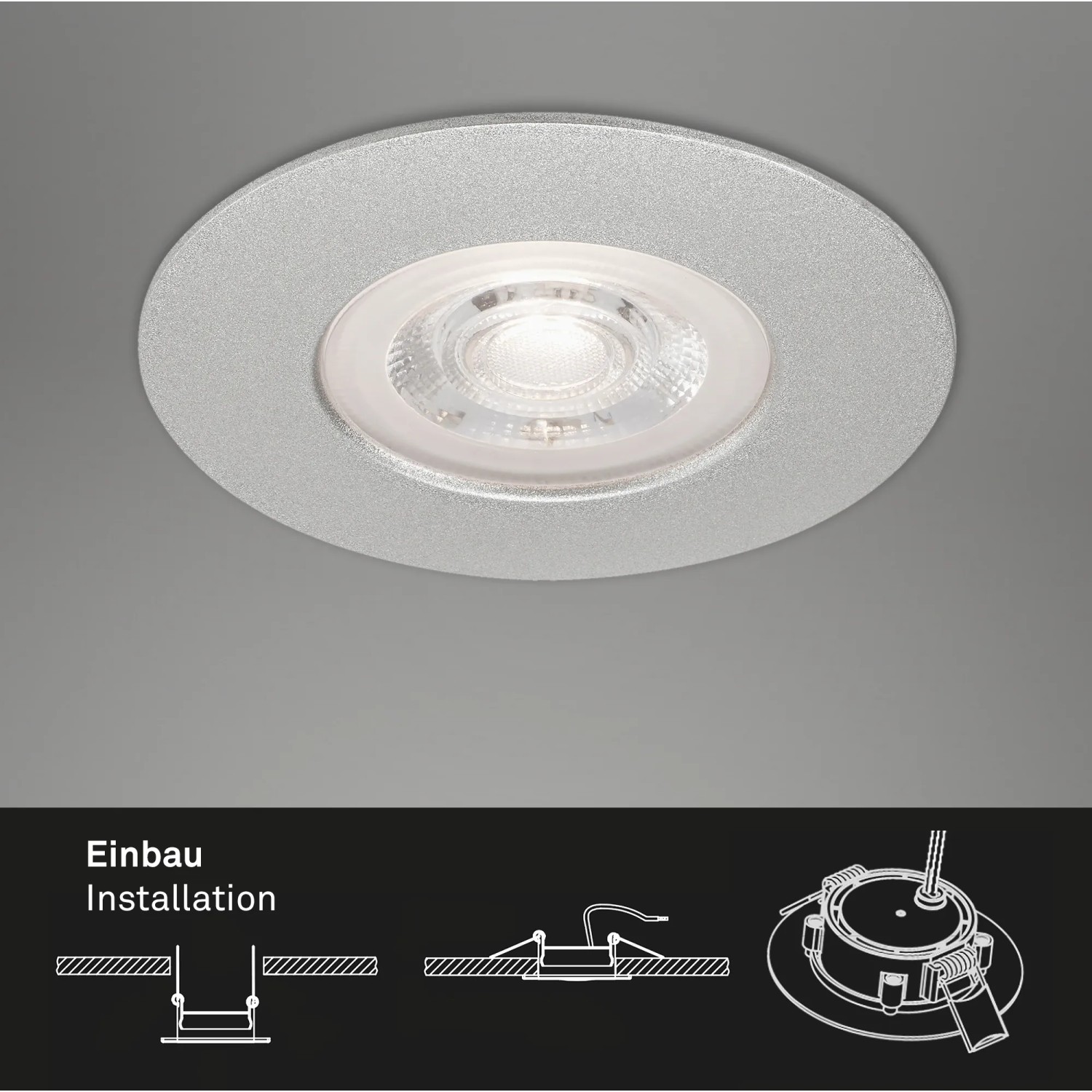 Brilo LED-Einbauleuchte Kulana 3er-Set, chrom-matt, warmweiß, für Bad geeignet.