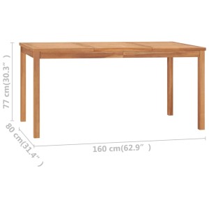 vidaXL Garten-Esstisch aus Teakholz, 160x80 cm, ideal für Garten und Terrasse.