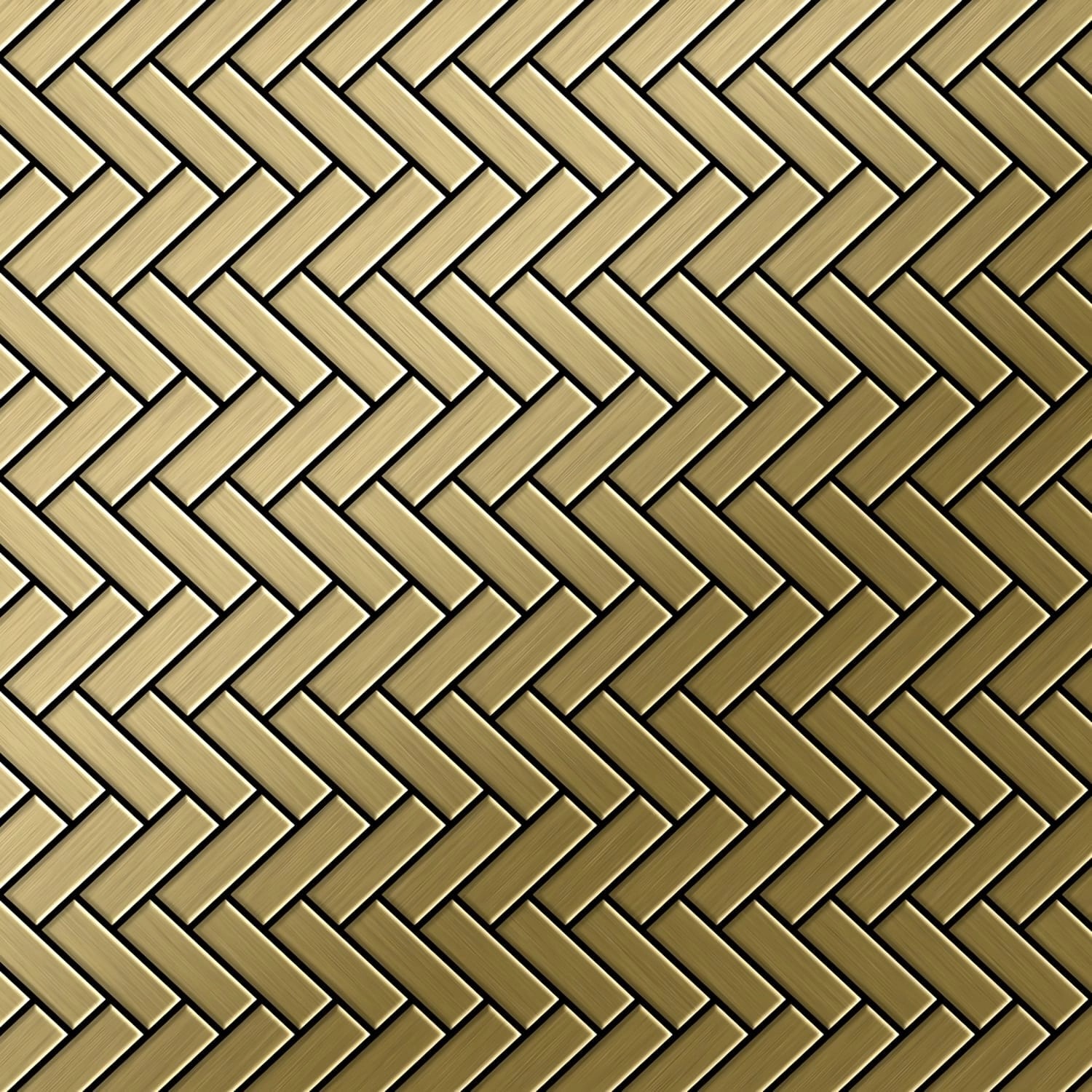 ALLOY Mosaik Fliese Massiv Metall Titan Gebürstet Gold 1,6mm Stark Herringb günstig online kaufen
