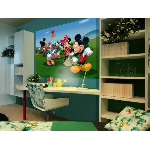 Disney Fototapete mit Micky Maus und Freunden im Kinderzimmer, 160x110 cm.