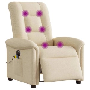 vidaXL Massagesessel Elektrisch Creme Stoff 3303252