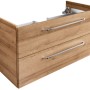 Fackelmann Waschbeckenunterschrank Milano, Asteiche, 100 cm breit, mit zwei Schubladen und silbernen Griffen.